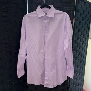 Canali Purple And White Patterned Button Down Shirt In 41-16